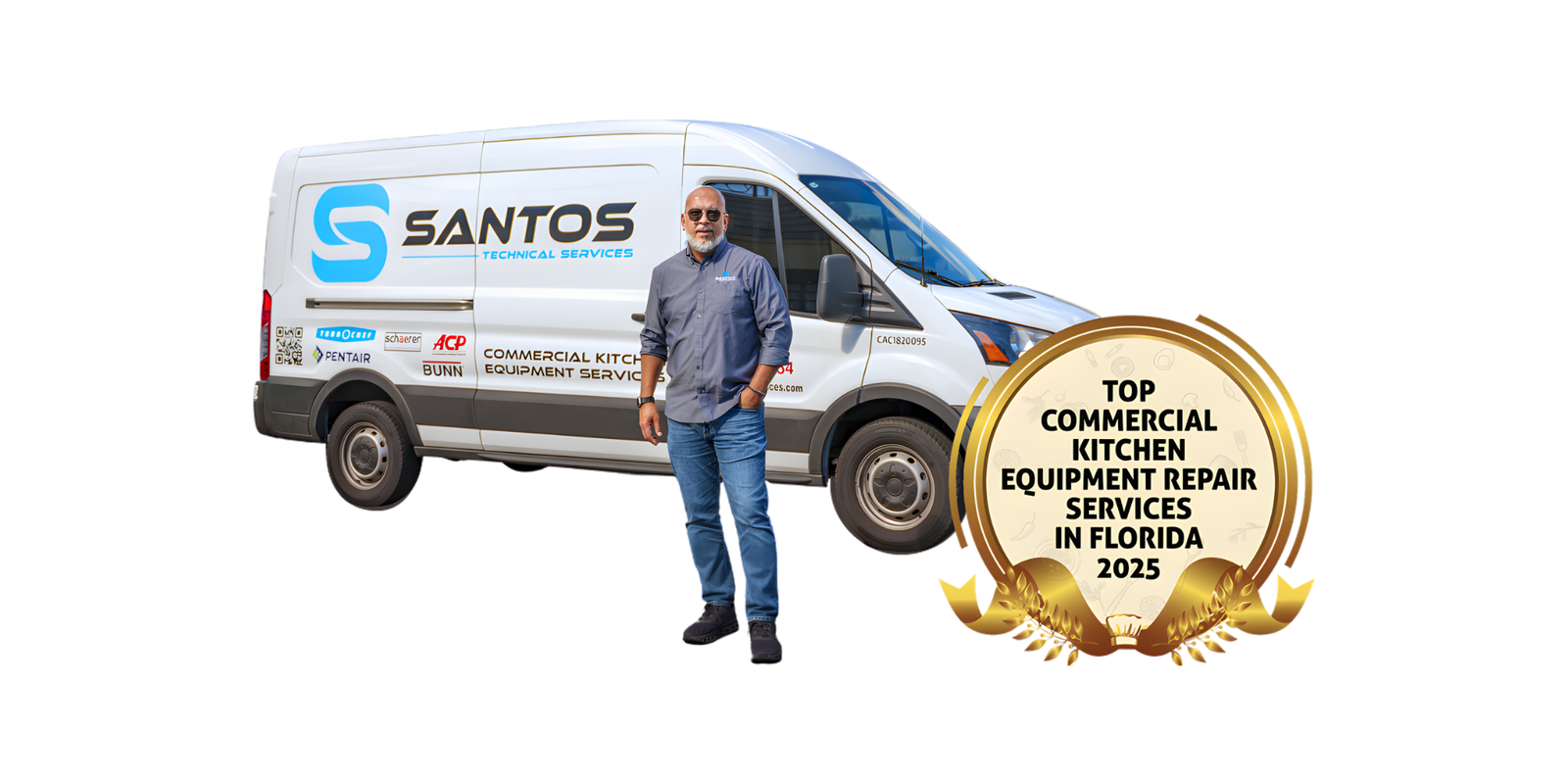 Santos Technical Services team - licensed technicians, service vans, and professional training in commercial kitchen equipment repair across Southeast Florida